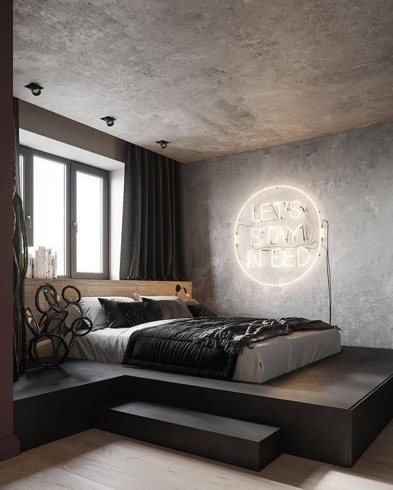 industrial masculine bedroom design