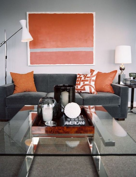 orange decoration masculine living room